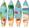 4 Pcs 15.75 x 3.94 Inch Beach Surfboard Wall Decor Wooden Summer Marine Life Surfboard Wall Hanging Sign Sea Turtle Starfish Shell Crab Summer Theme Decor for Hawaiian Luau Birthday Party